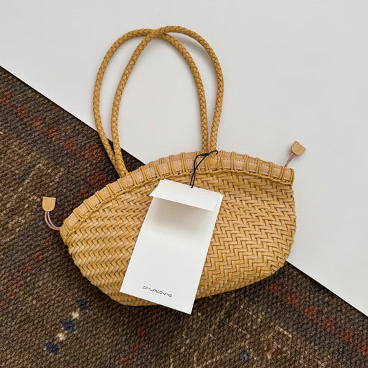 Vegetable Basket Hand-woven Genuine Leather Cowhide Bags