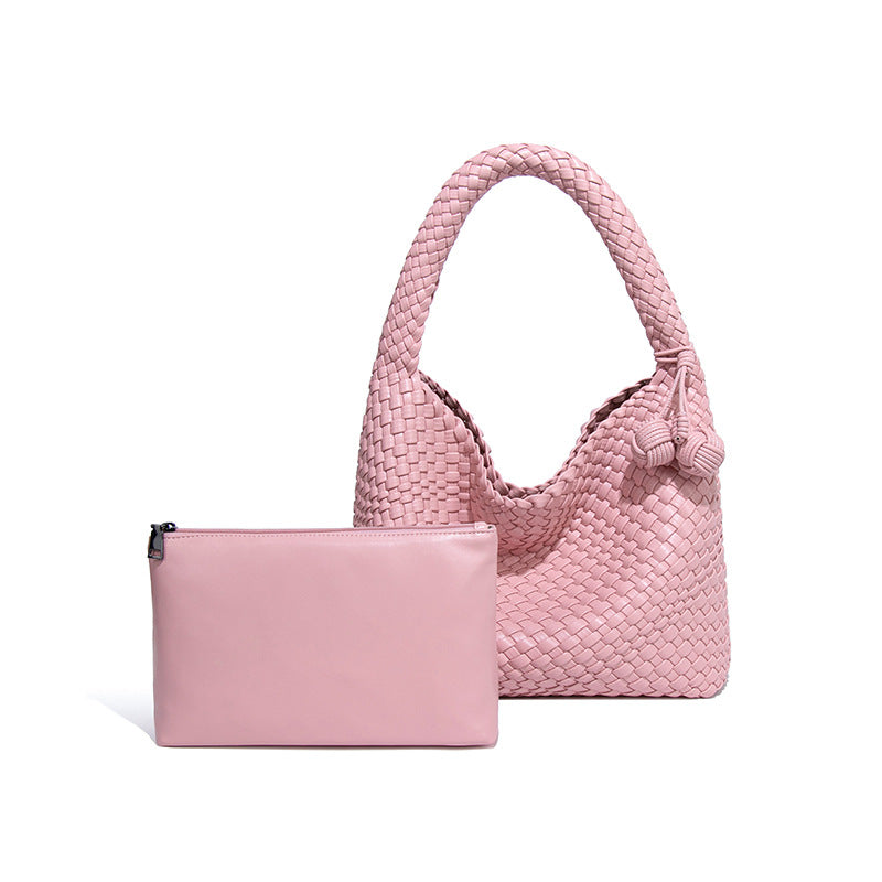 Popular Champagne Gold Woven Large Capacity Tote Bag