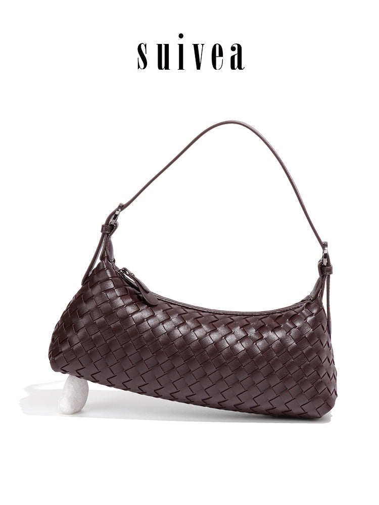 Women's Woven Baguette Retro For Dumpling Underarm Bag