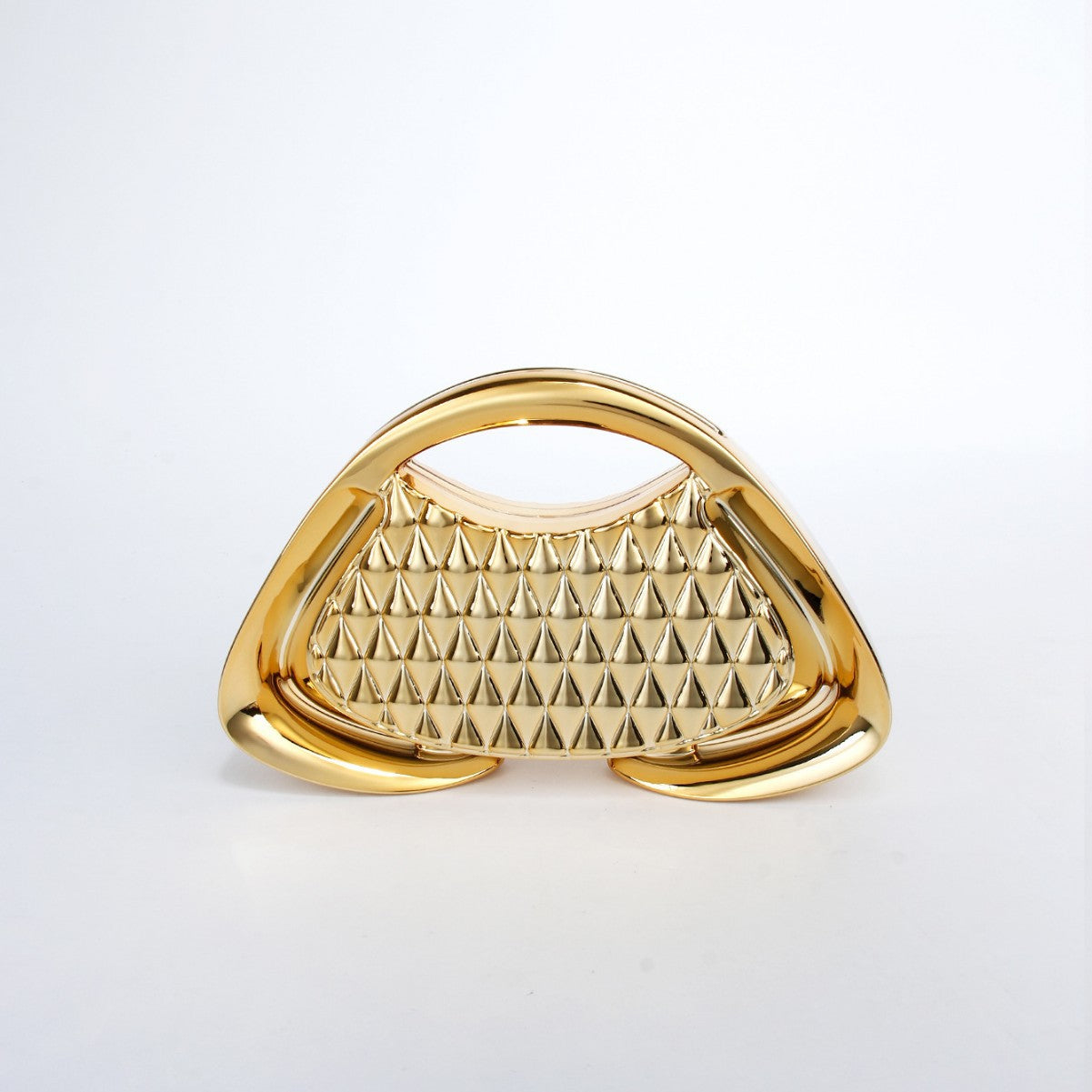 Women's Hard Shell Metal Sense Grid Trapezoid Party Gathering Bags