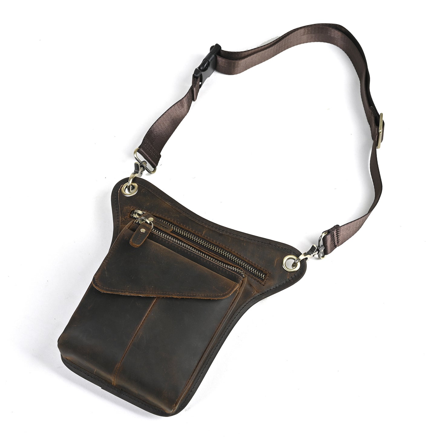 Men's First Layer Oil Waxed Leather Cowhide Trendy Bags