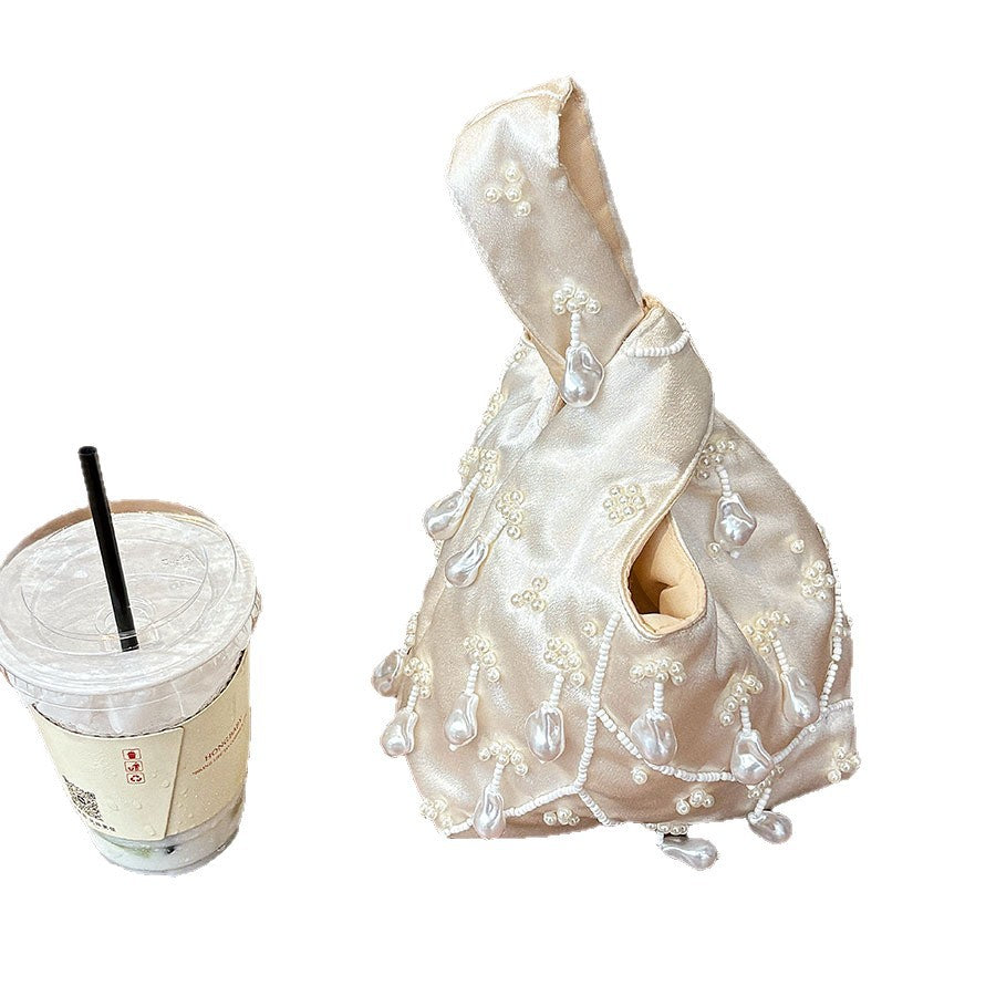 Chinese Retro Pure White Woven Beads Water Bags