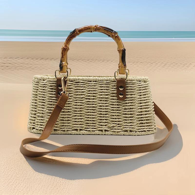 Women's Pastoral Style Straw Woven Summer Retro Portable Bamboo Women's Messenger Bag