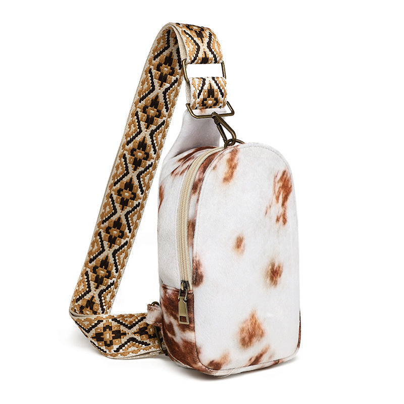 Women's Retro Fashion Wide Strap Woolen Yarn Women's Chest Bag, Fanny Pack