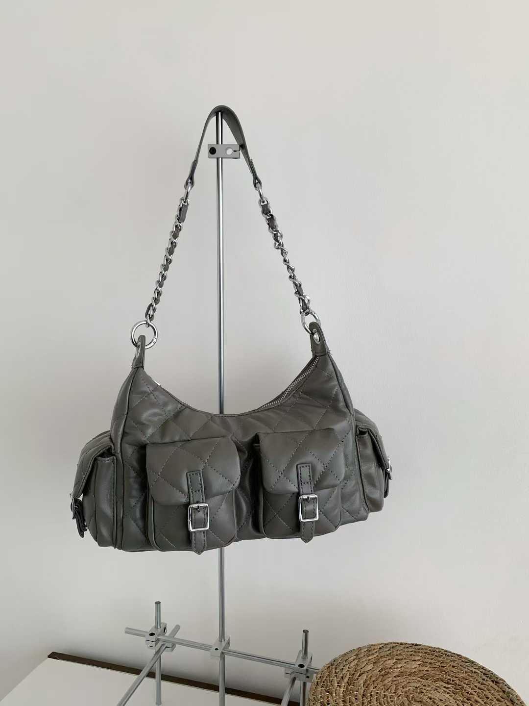 Rhombus Chain Fashionable High-grade Underarm Motorcycle Women's Shoulder Bag
