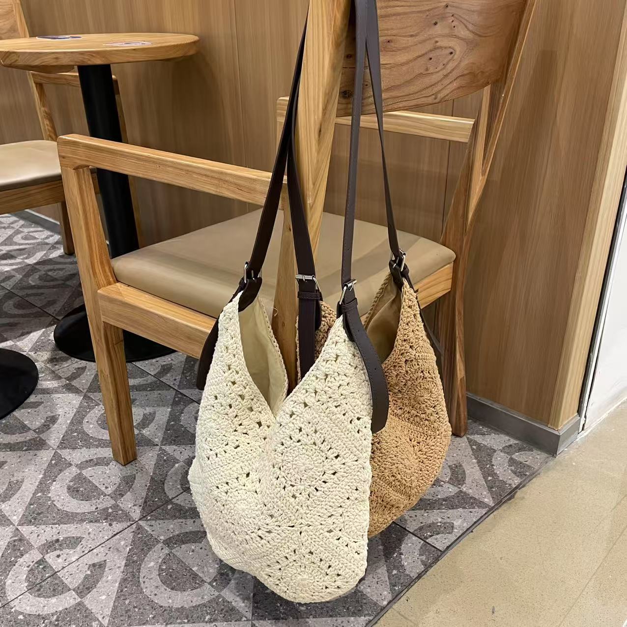 Women's Artistic Woven Leather Strap Mori Seaside Bags