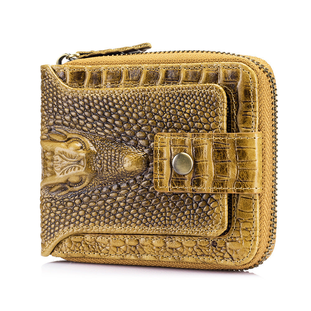 Men's Pattern Cowhide First Layer Short Multiple Slots Men's Wallet