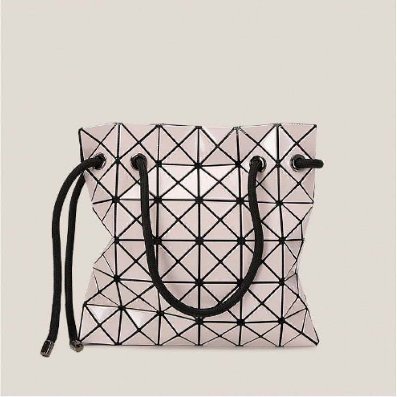 Women's Drawstring Two Colors Glossy Diamond Plaid Women's Messenger Bag