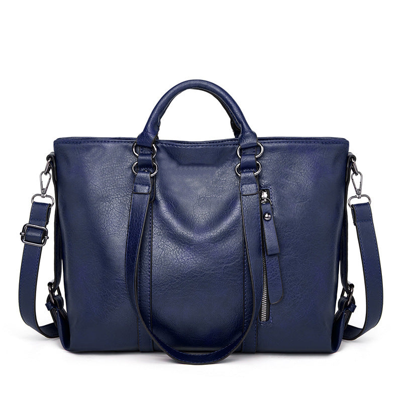 Women's Large Capacity Retro Oil Wax Skin Women's Shoulder Bag