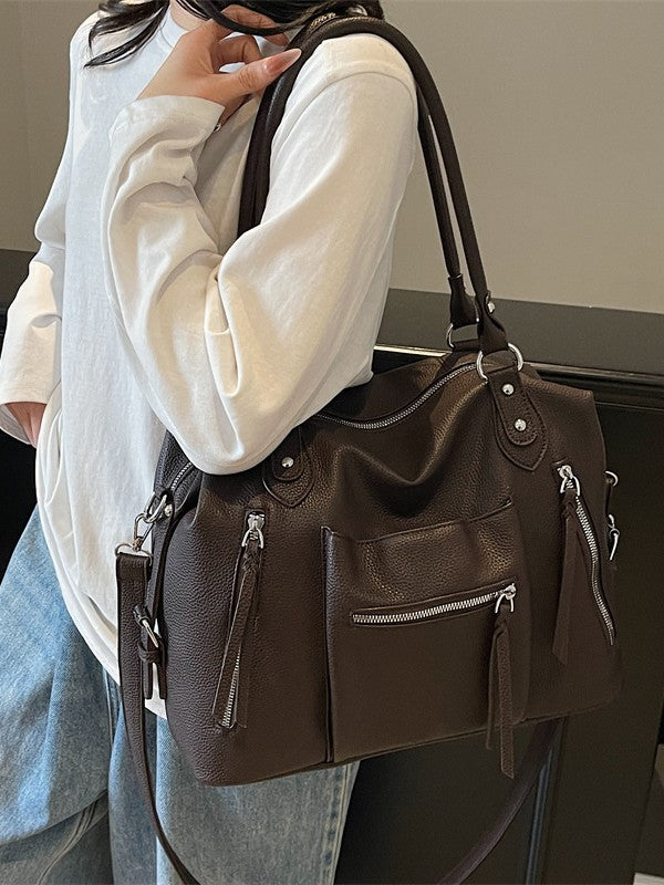 Large Capacity Retro Old Soft Leather Tote Bags