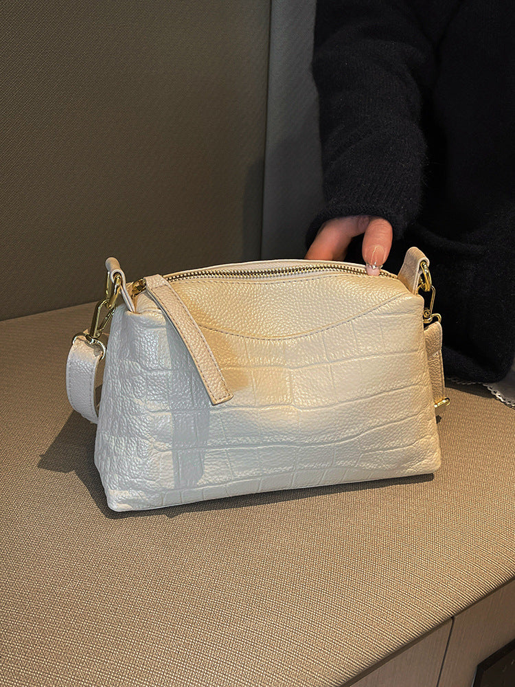 Women's Genuine Leather For Cowhide Trendy Stone Pattern Pouches Bags