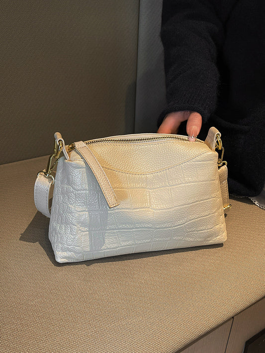 Women's Genuine Leather For Cowhide Trendy Stone Pattern Pouches Bags