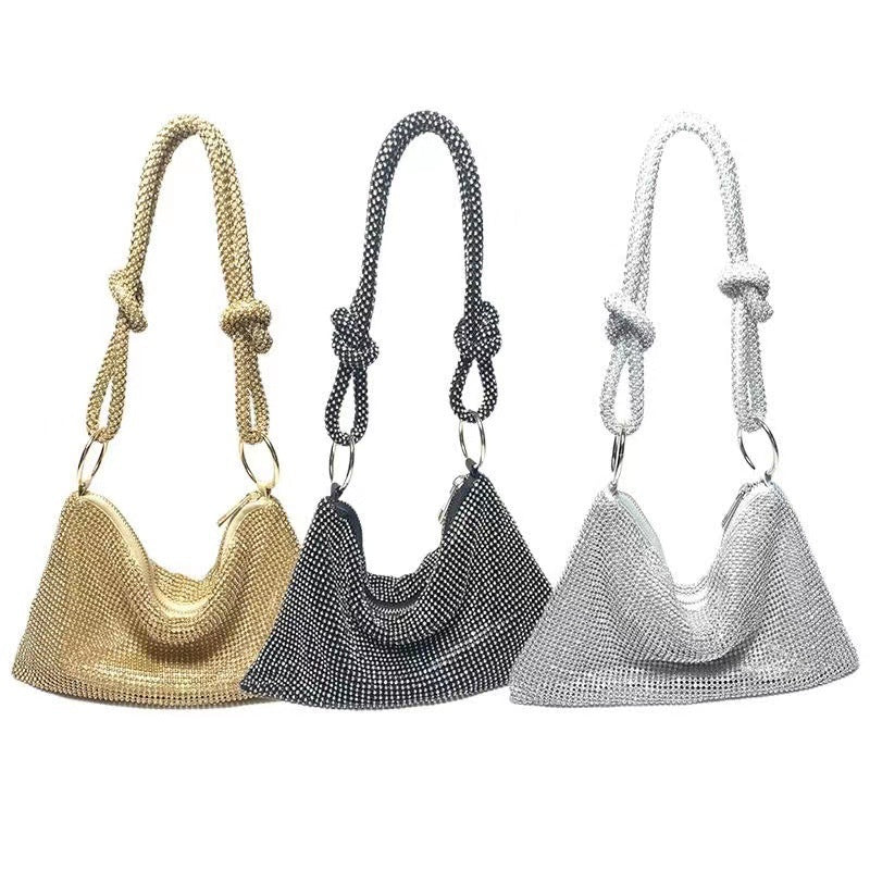 Knotted Rhinestone Handmade Full Diamond Underarm Dinner Bag