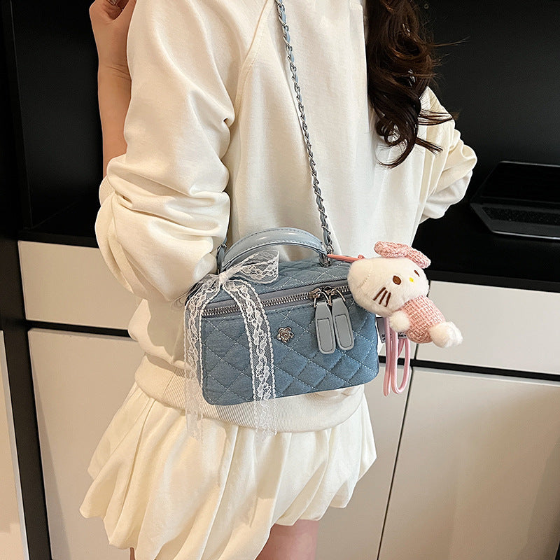 Women's Embroidered Korean Fashion Lace Portable Box Temperament Shoulder Bags