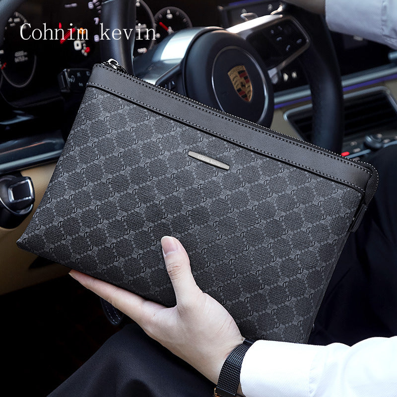 New Men's Leather Business Large Capacity Handbags