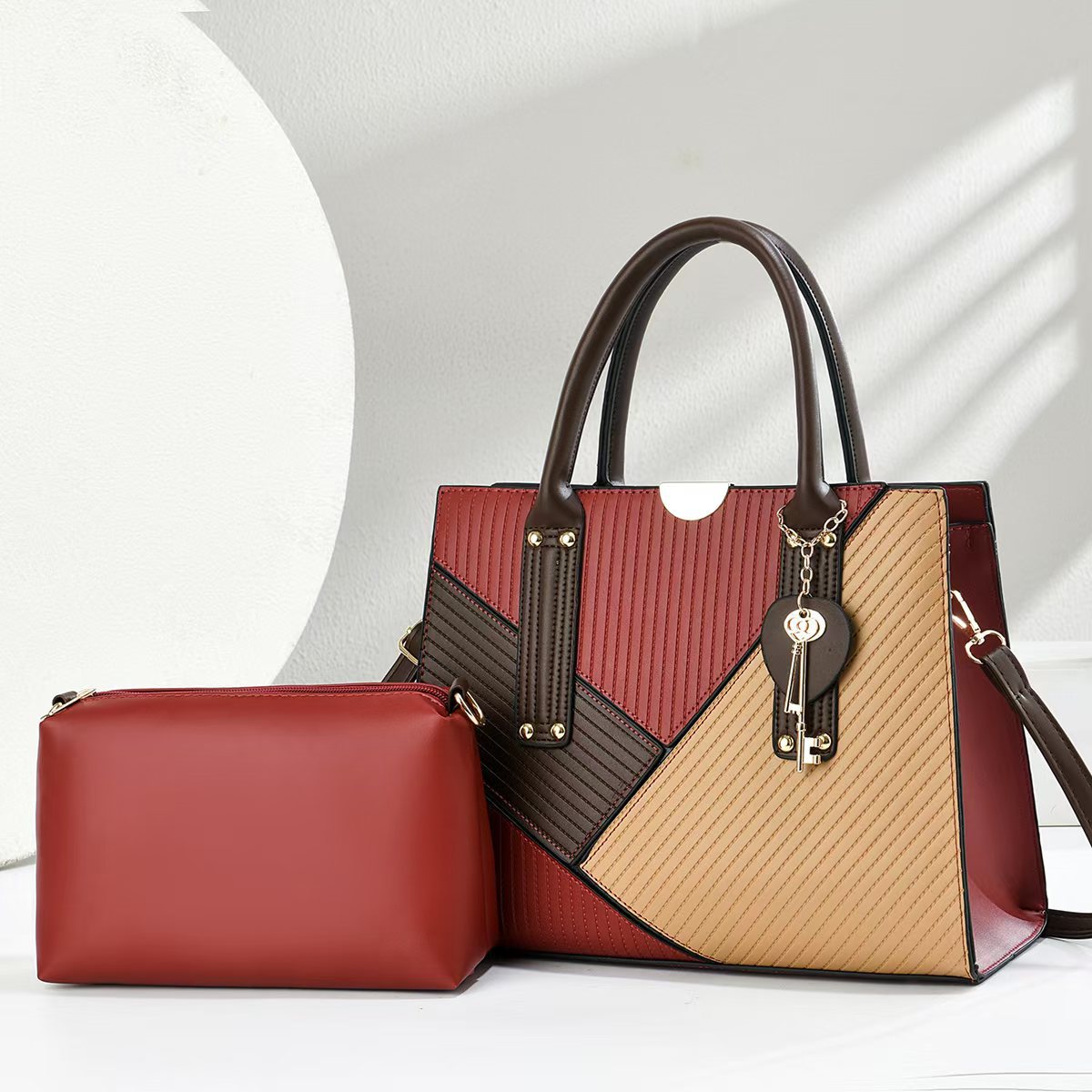Color Matching Portable Large Capacity Combination Two-piece Set Women's Shoulder Bag