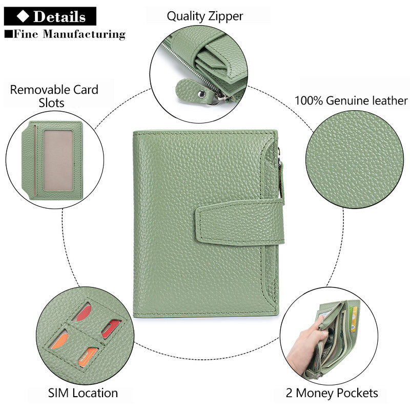 Genuine Leather Cowhide Swiping High Sense Ladies Wallet