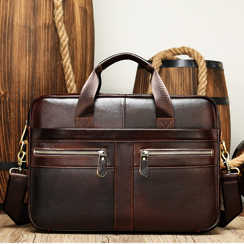 Men's Business First Layer Cowhide Large Capacity Men's Briefcase