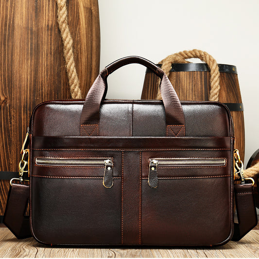 Men's Business First Layer Cowhide Large Capacity Men's Briefcase