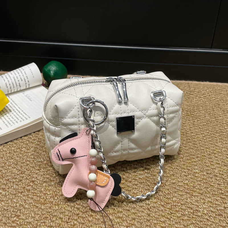 Women's Chain Boston Pillow Fashion Embroidery Thread Women's Handbag