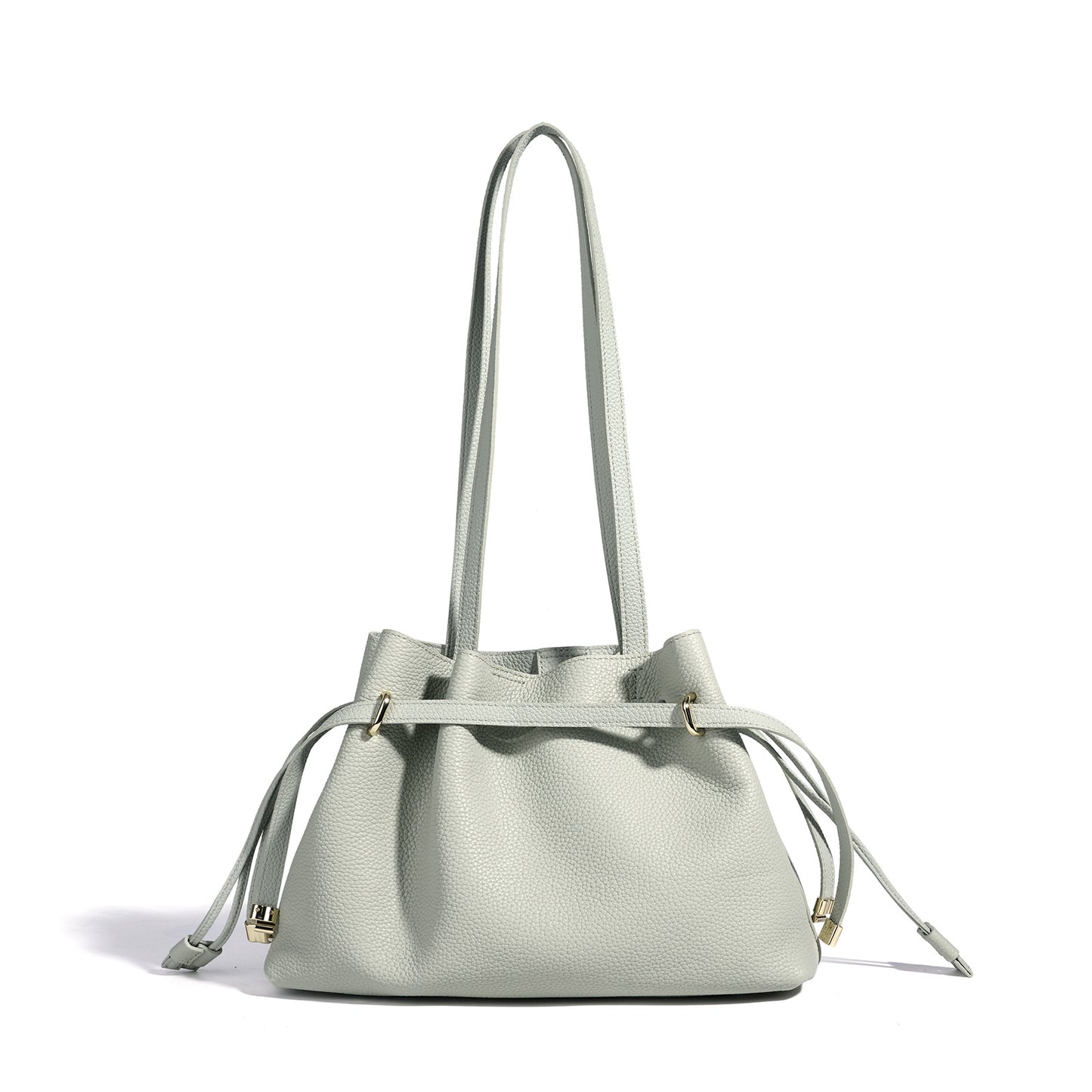 Women's Cowhide Korean Simple Leather Drawstring Lucky Shoulder Bags