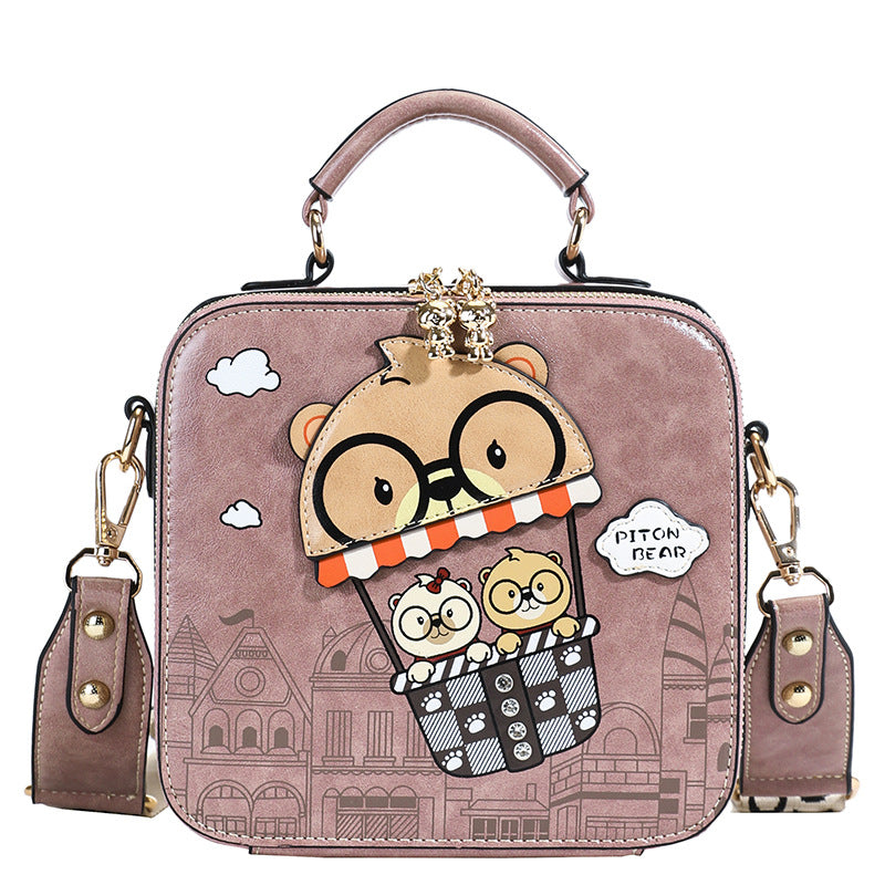 Women's Boston Pillow Cartoon Cute Bear Commute Small Square Bag
