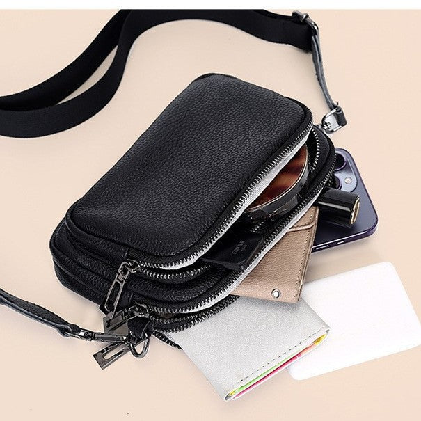 Women's Genuine Leather Trendy First Layer Cowhide Wide Women's Messenger Bag