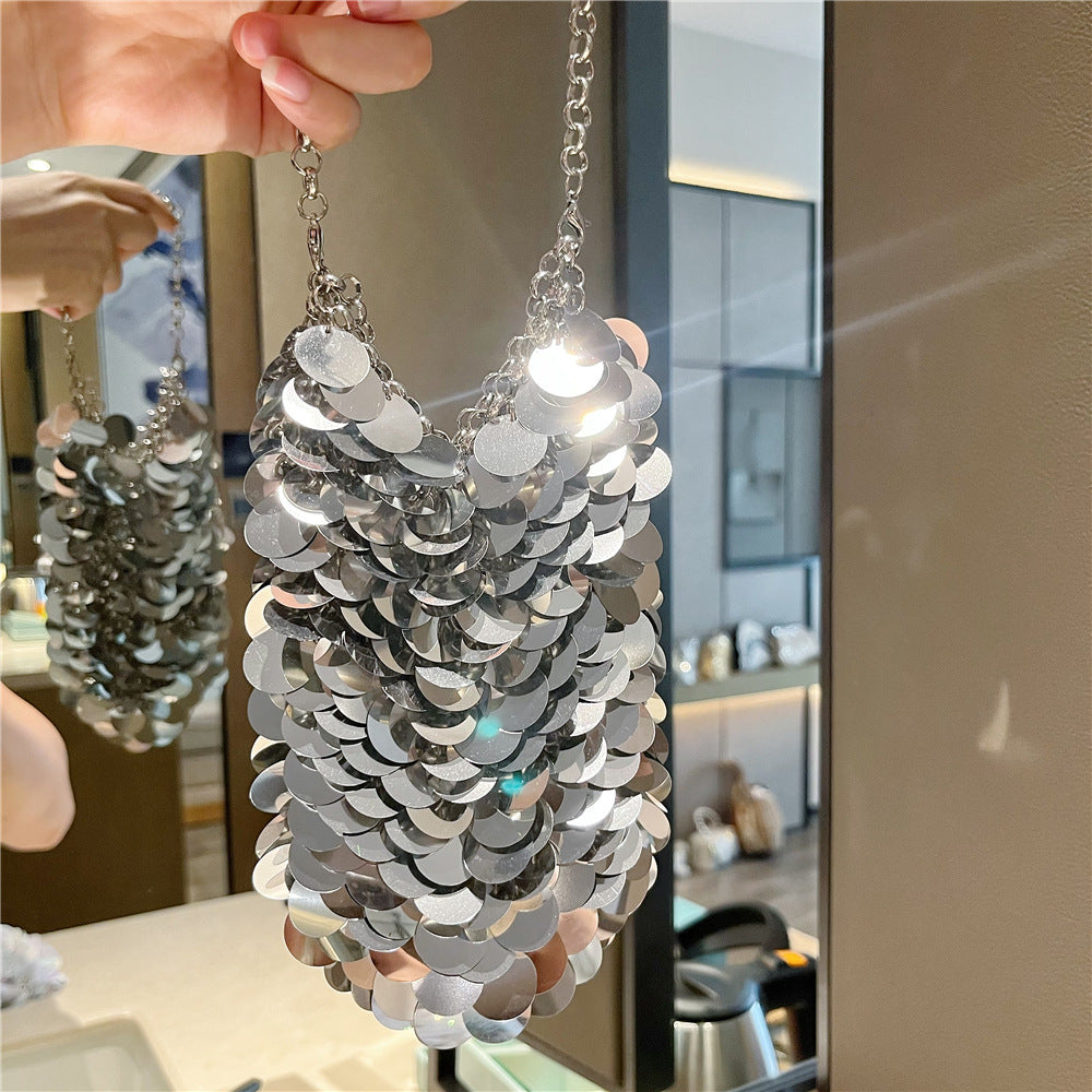 Women's Shiny Metal Scale Sequin Hand-woven Banquet Women's Handbag
