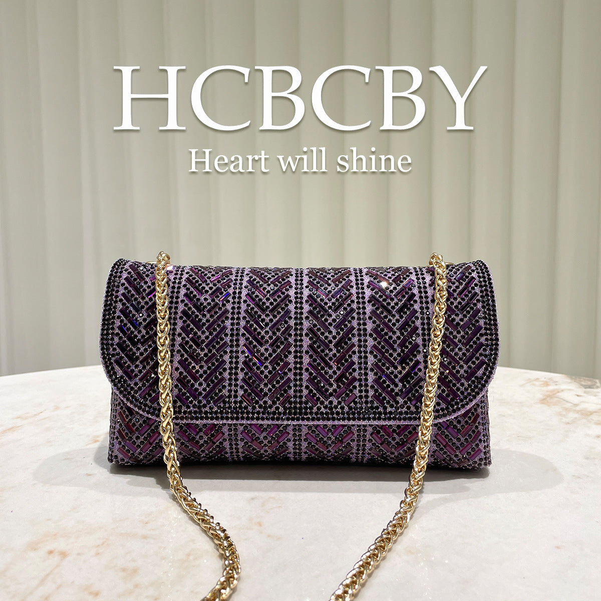 Women's Flash Rhinestone Ornament Envelope Fashionable Elegant Dinner Bag