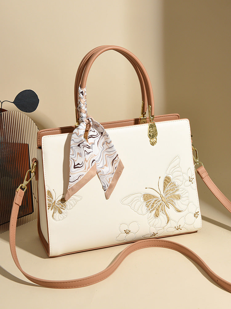 Women's High-grade Embroidered Silk Scarf Large Capacity Light Luxury Commute Women's Handbag