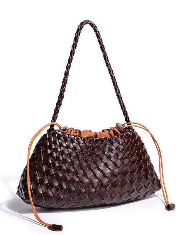 Women's Fashionable Leather Strap Inner Big Woven Women's Shoulder Bag