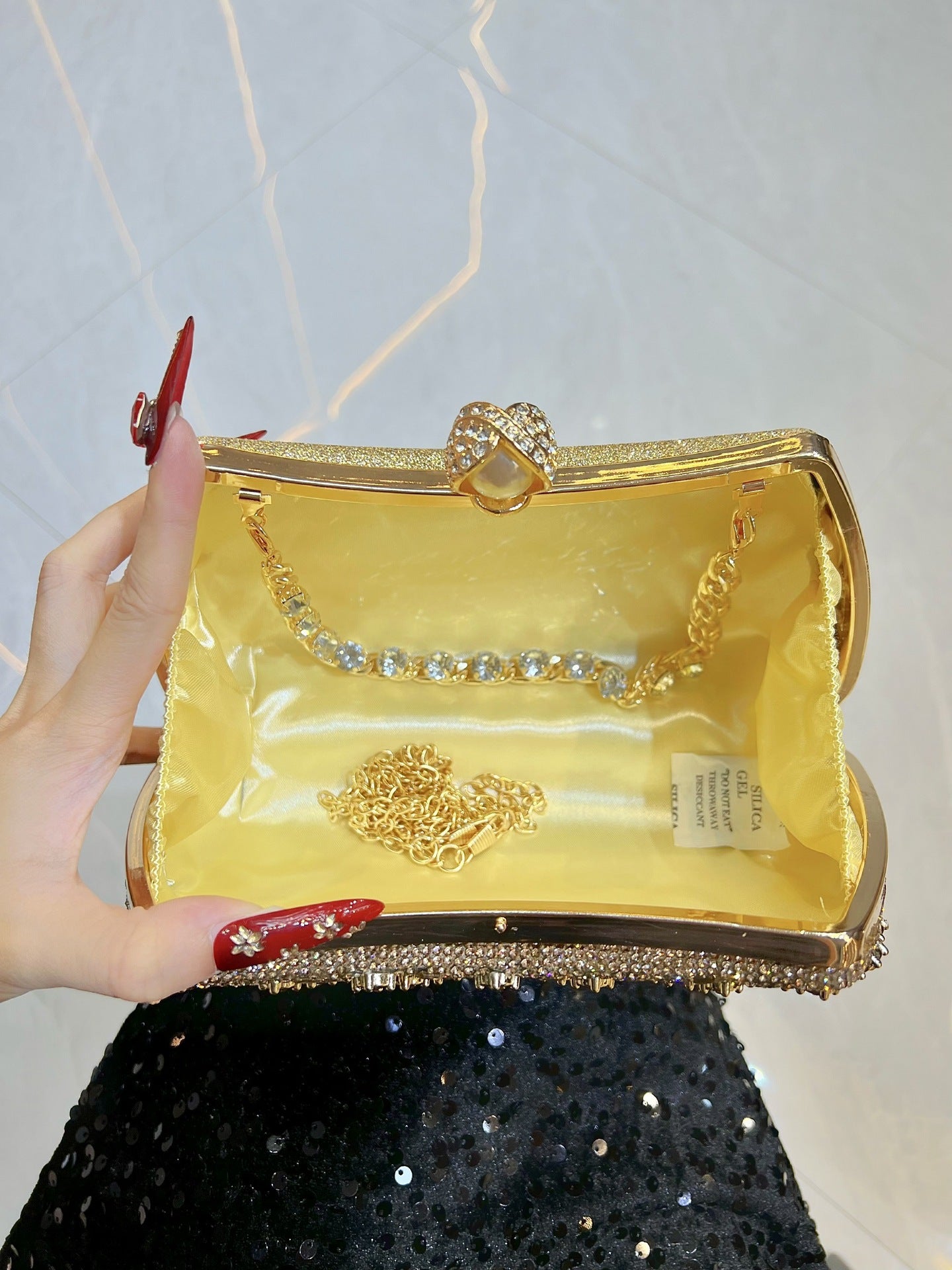 Women's Rhinestone Clutch Versatile Chain Box Trendy Handbags