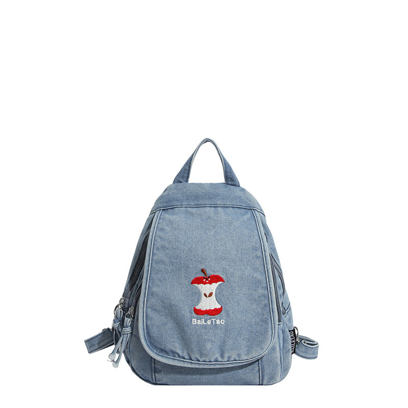 Women's Simple Washed Denim Fashion Retro Leisure Backpack