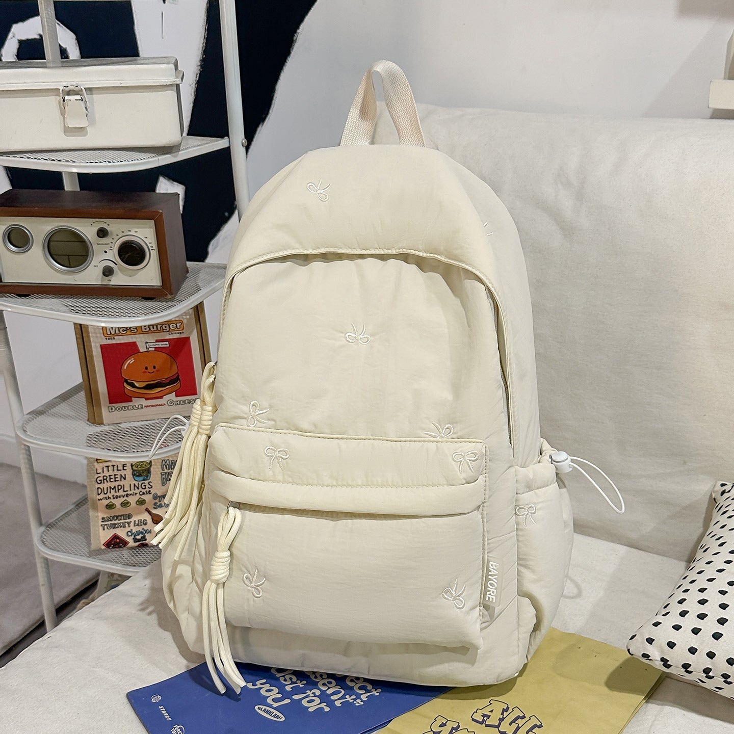 Bow Style Korean Simple Junior High College Student Schoolbag