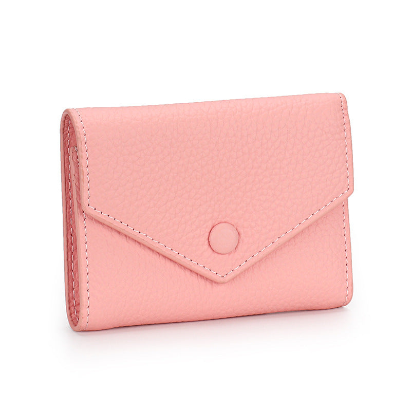 Women's Leather Short Simple Folding First Layer Cowhide Fashion Ladies Wallet