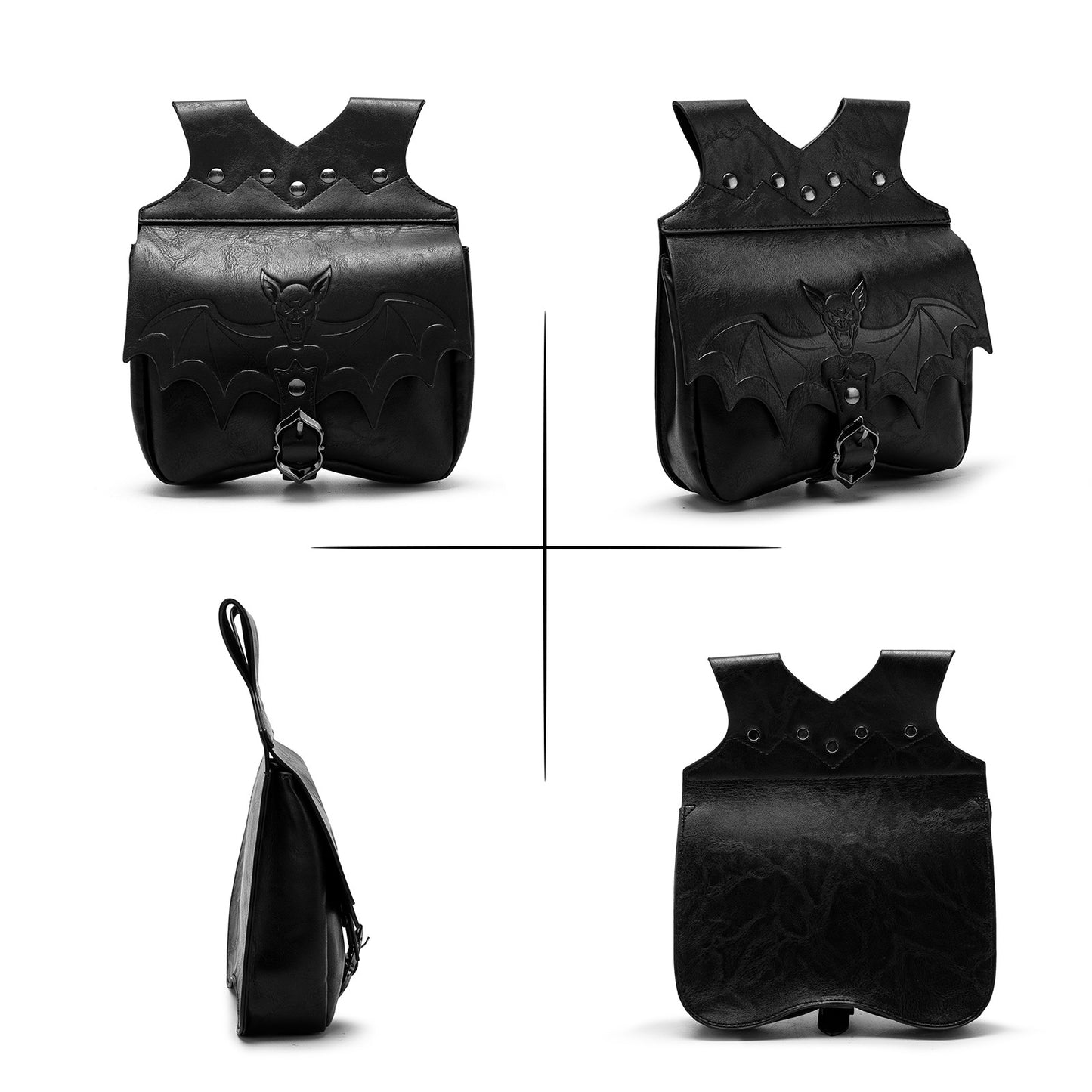 Women's & Men's Dark Bat Vintage Leather Festival Props Women's Chest Bag, Fanny Pack