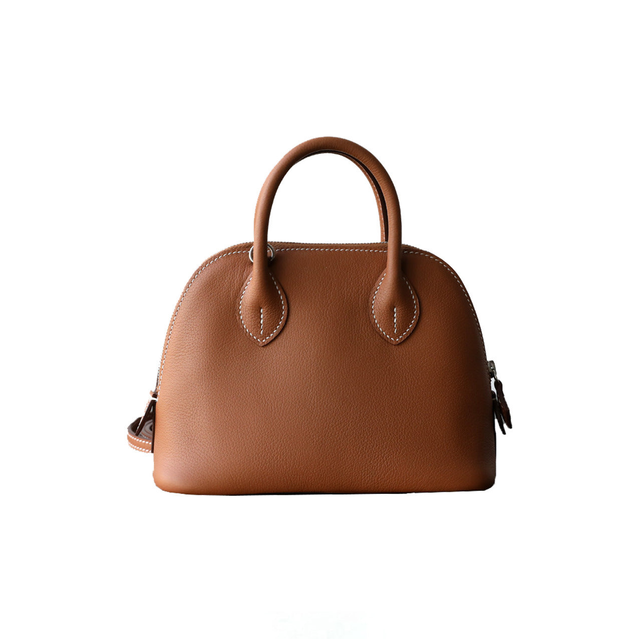 Women's First Layer Cowhide Portable High Sense Design Shell Simple Bowling Women's Handbag