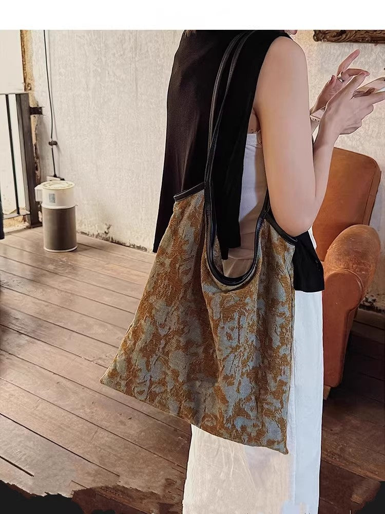 Painting Soft Leather Canvas Artistic Style Design Portable Large Capacity Bags