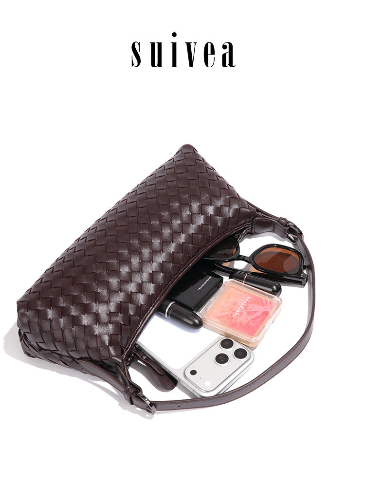 Women's Woven Baguette Retro For Dumpling Underarm Bag