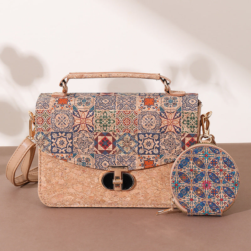 Women's Wooden Outside Retro Ethnic Style Cork Portable Niche Mori Artistic Bags