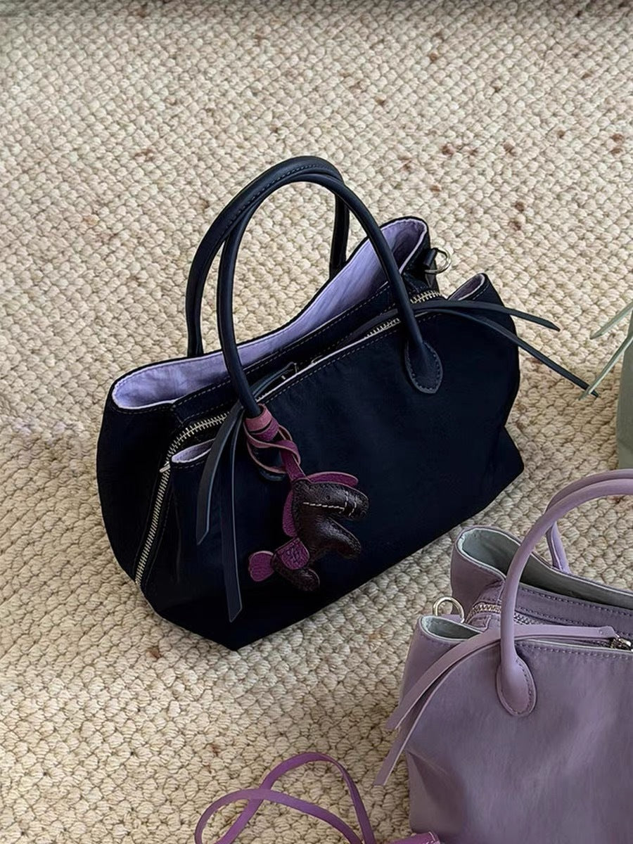Women's Contrast Color Nylon Commuter Fashionable Simple Tote Bags
