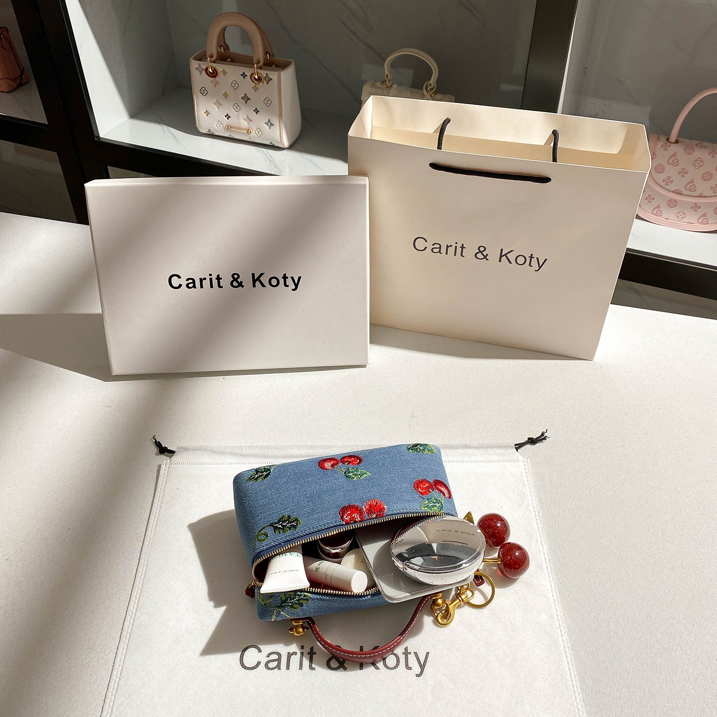 Graceful Retro Embroidered Denim Box High-grade Small Square Bags