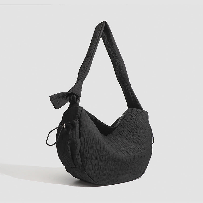 Niche Design Idle Style Pleated Drawstring Women's Shoulder Bag