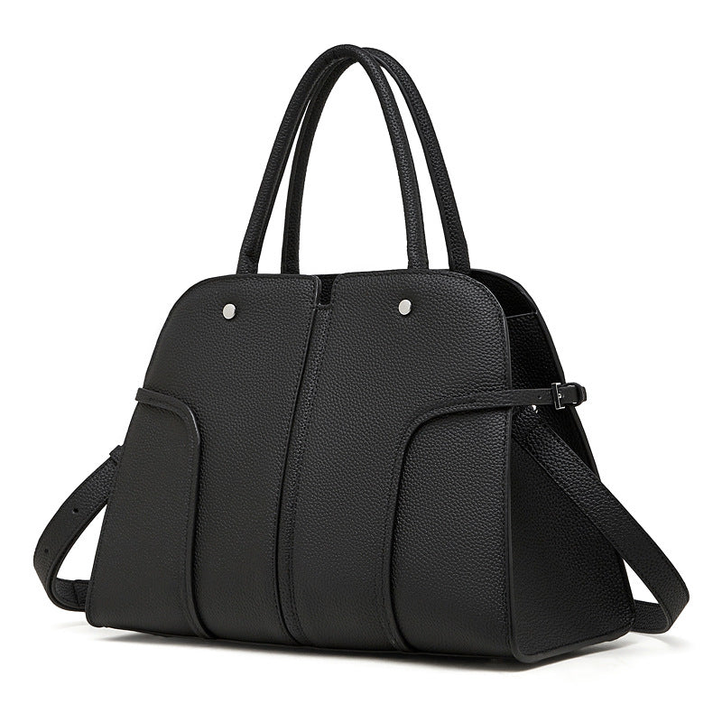 Women's Layer Cowhide Large Capacity Smiley Shell Genuine Handbags