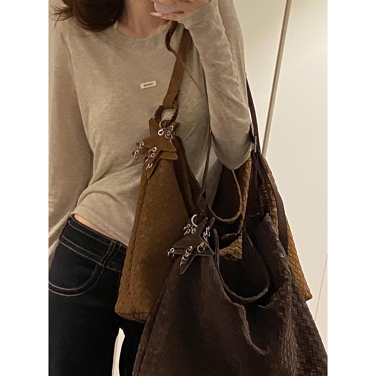 Women's Korean Underarm Commuter Simple Woven Tote Bag