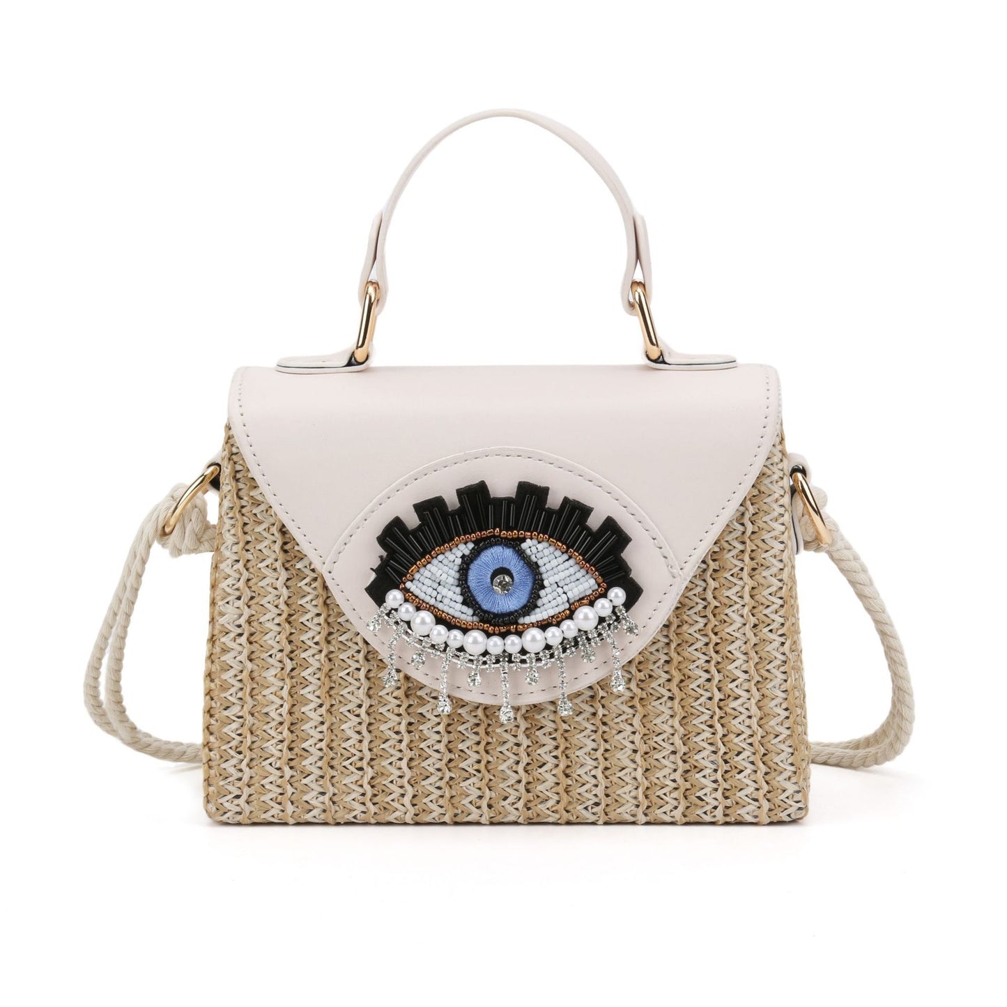 Women's Summer Woven Cartoon Big Eyes Funny Women's Shoulder Bag
