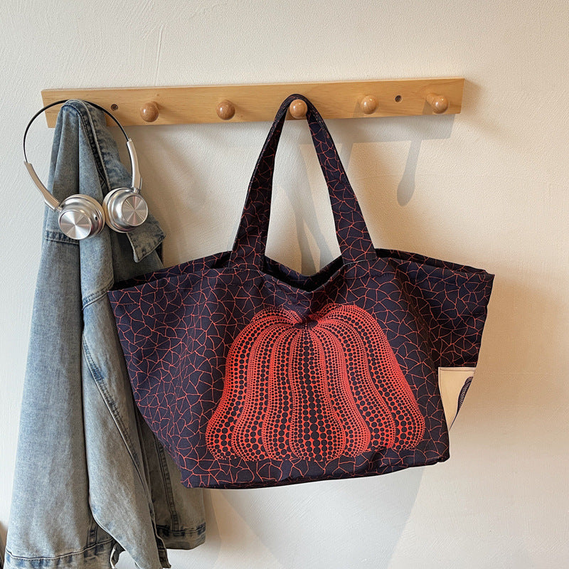 Women's Style Polka Dot Pumpkin Fashionable Large Capacity Printed High Sense Women's Messenger Bag