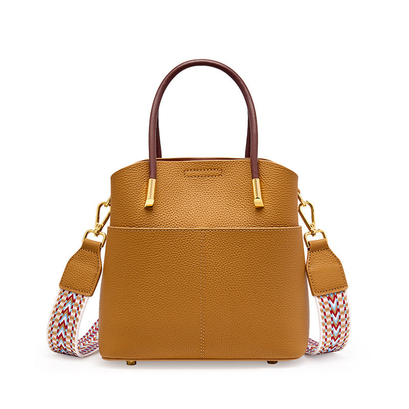 Women's Niche Genuine Leather Western Style High-grade Bucket Bags