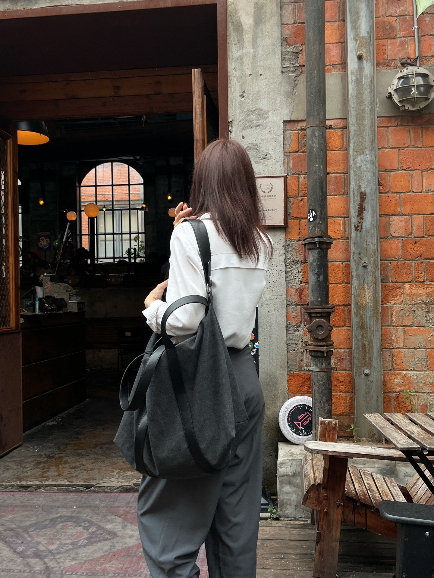 Lazy Portable Large Capacity Canvas Neutral Retro Women's Handbag