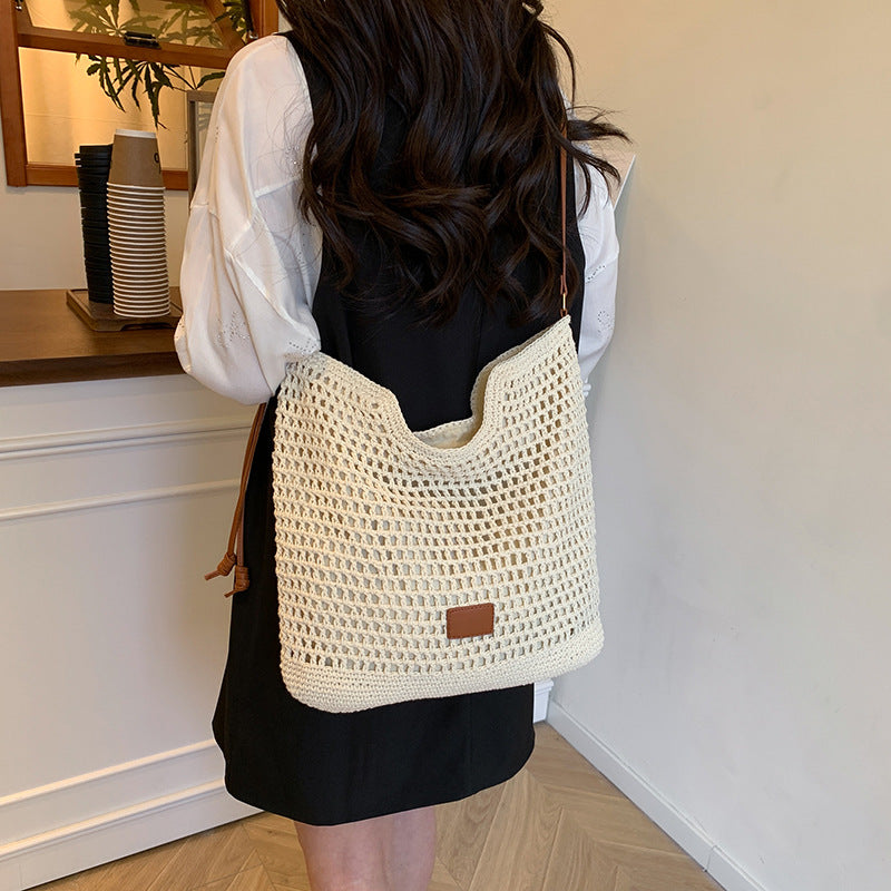 Women's Large Capacity Straw Mori Style Idle Holiday Fashion Men's Shoulder Bags